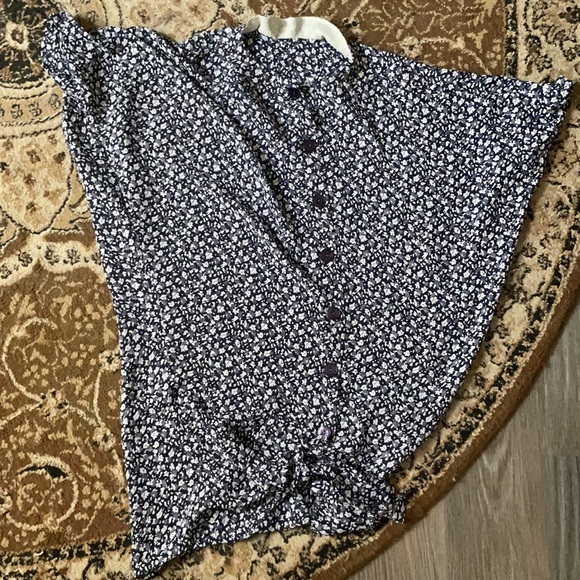 Vintage floral rayon button blouse with tie - Picture 6 of 6